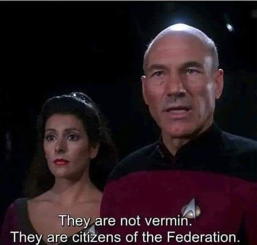 Picard and Troy
Picard: "They are not vermin. They are citizens of the federation"