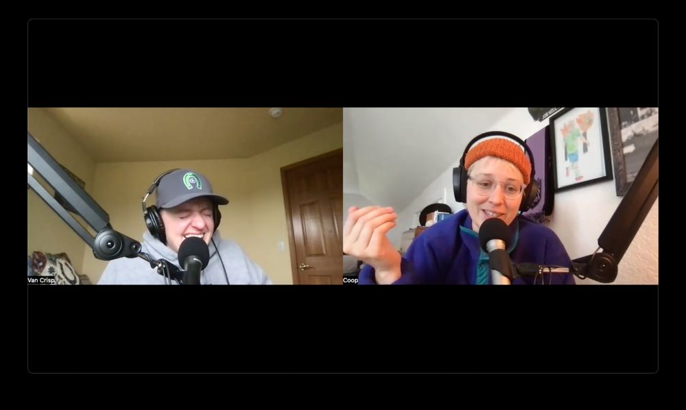 zoom meeting with podcast hosts, van laughing so hard she had to take her glasses off