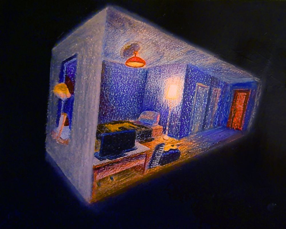 Drem about the void, colored pencils.
