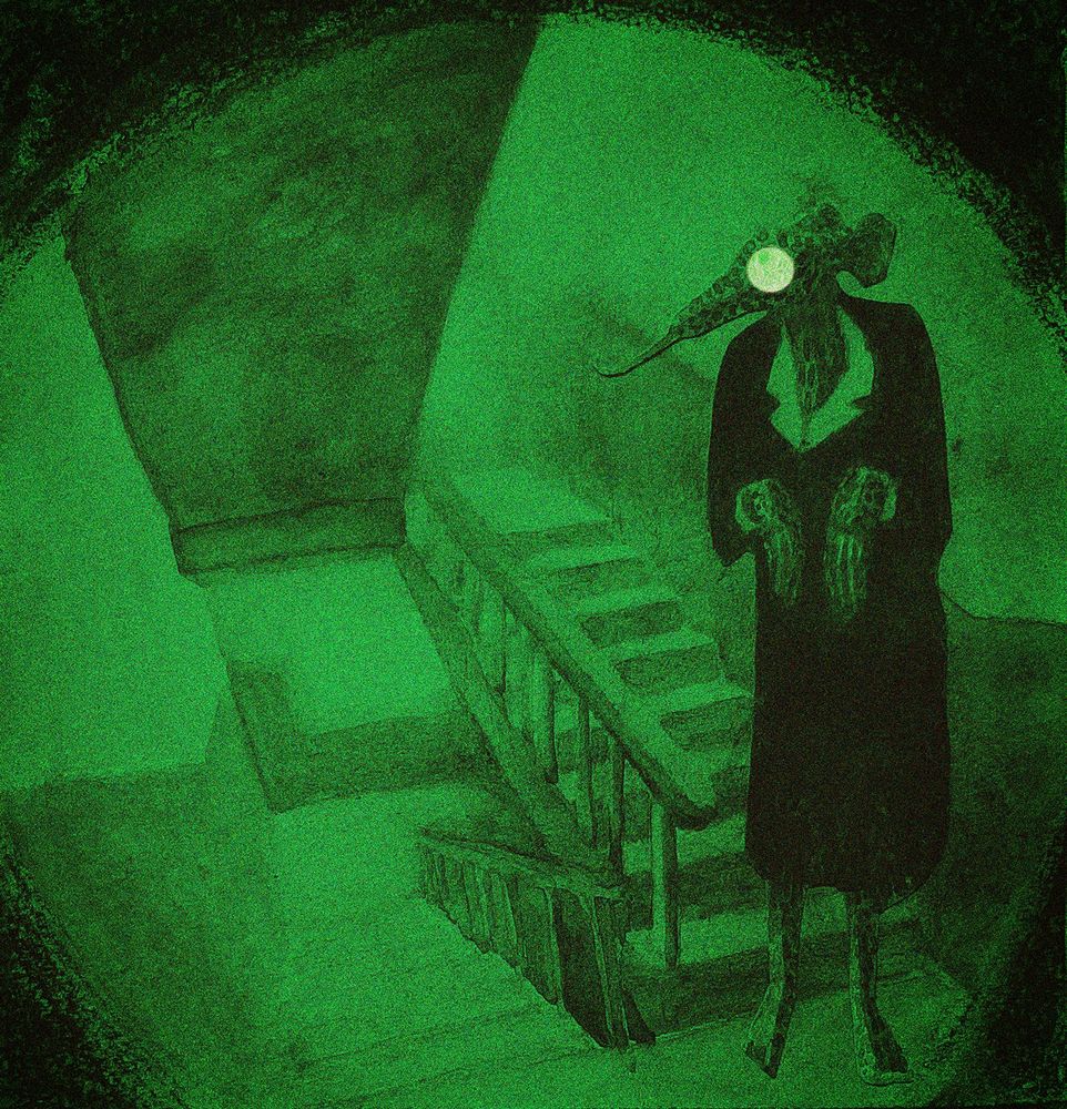 Scary Evil Mouse has arrived, watercolor and photoshop.