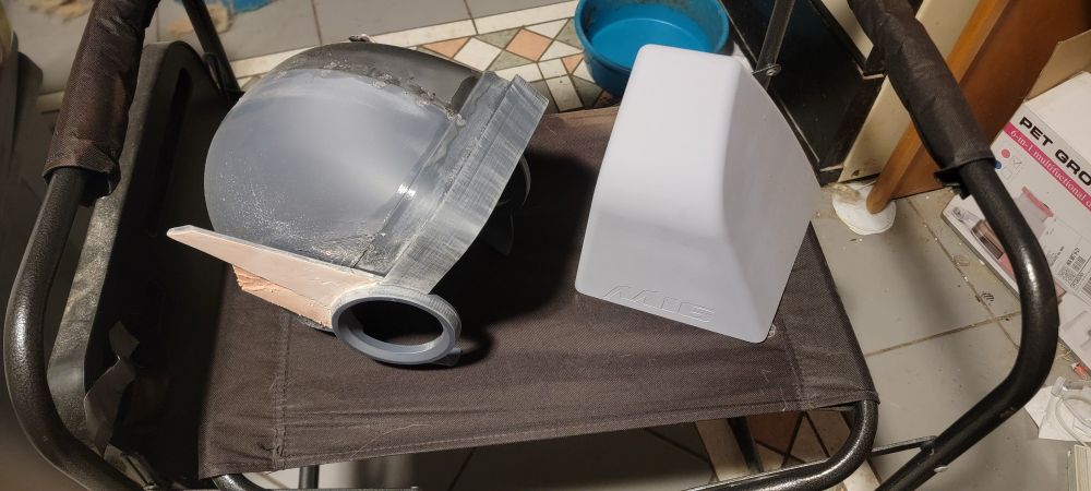 Primed 3d printed visor mold and sanded 3d printed head base with bondo