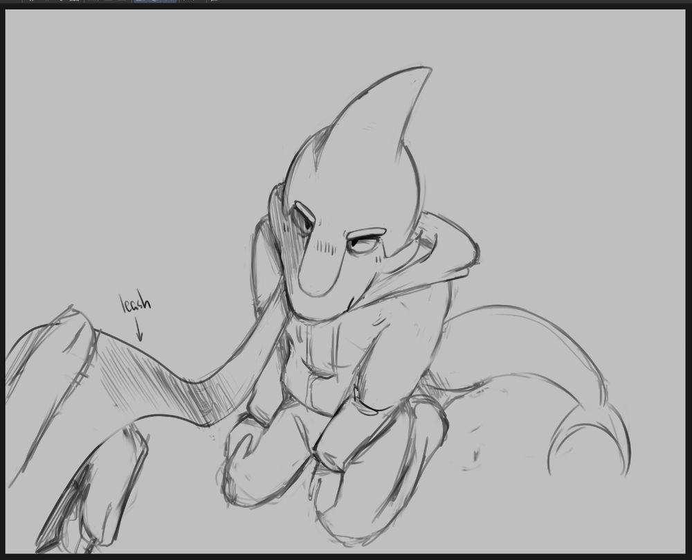 shark-type thing leashed and looking miserable (in a good way)