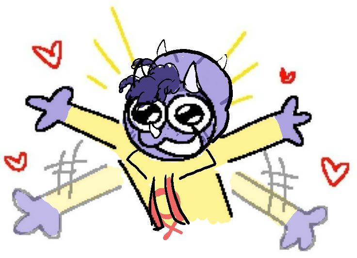 Trish from goodbye volcano high, wide-eyed and beaming, flapping her arms in joy.