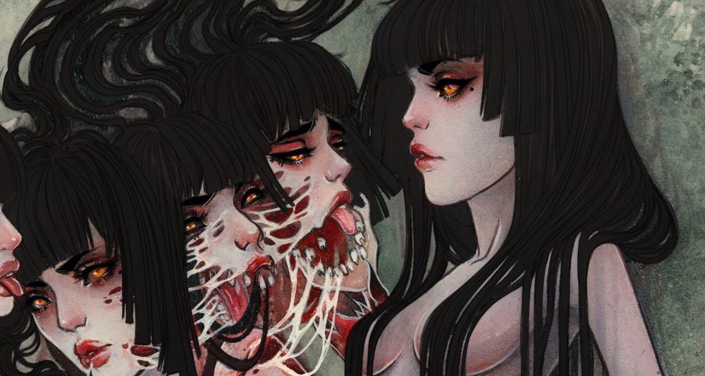 A detail shot of Somatic, a painting by Nen Chang