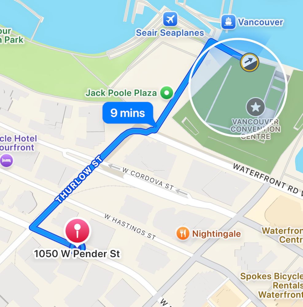Map view showing a 9 minute walk to the mural