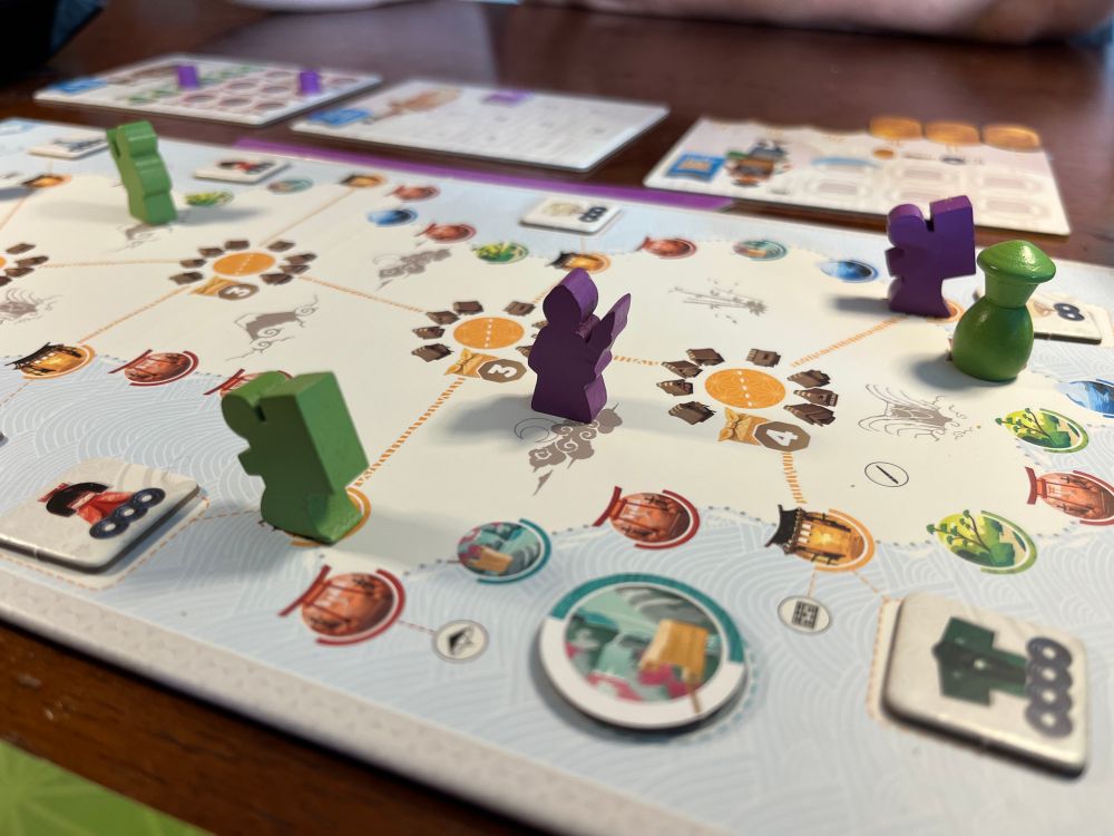 Mid game of Tokaido Duo (Funforge version)