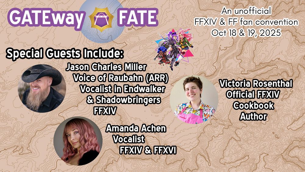 Promo image featuring guests Jason Charles Miller, Amanda Achen, and Victoria Rosenthal