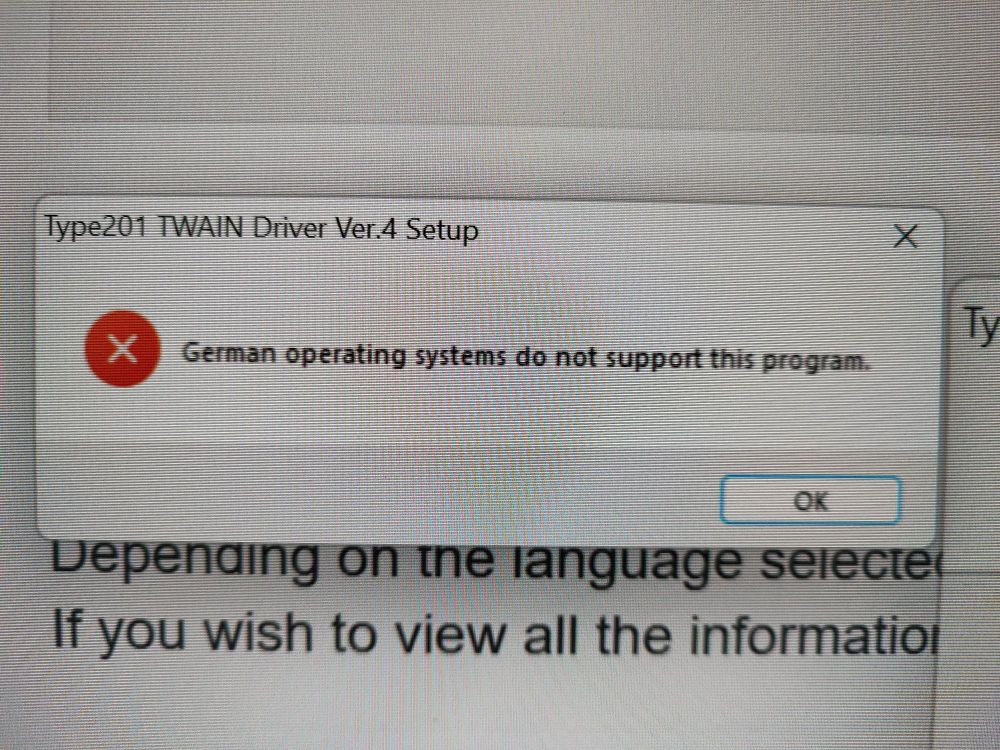Error message that says "German operating systems do not support this program"