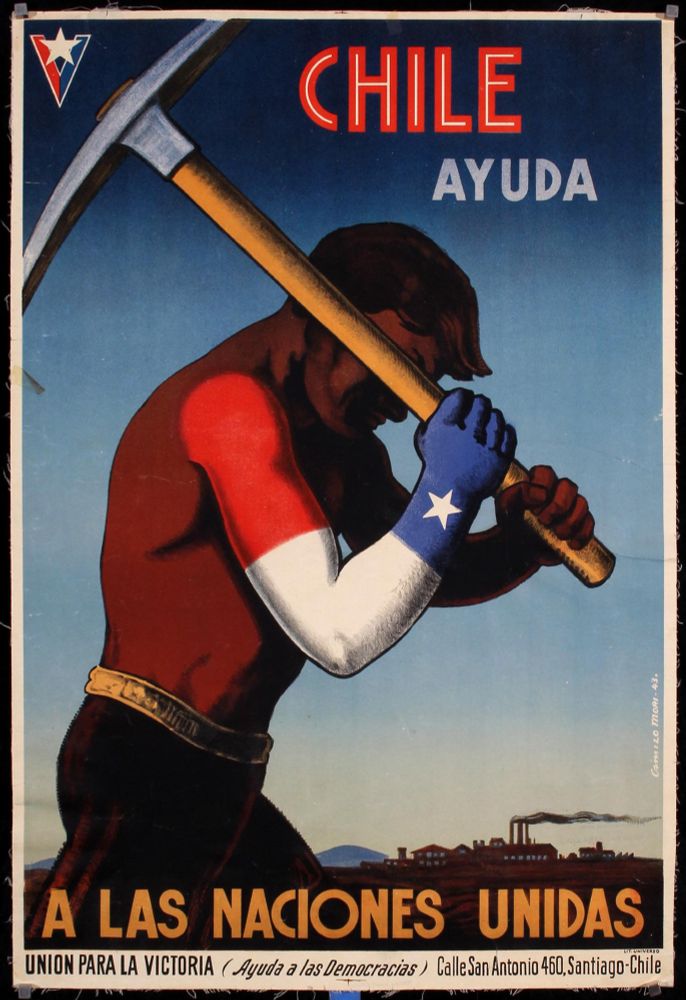 "Chile Aids the United Nations". Poster by Camilo Mori, 1943.