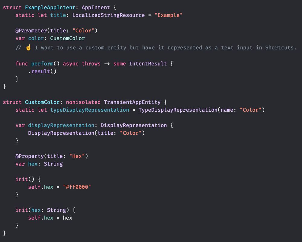 Screenshot of some example code that attempts to achieve what I'd like.