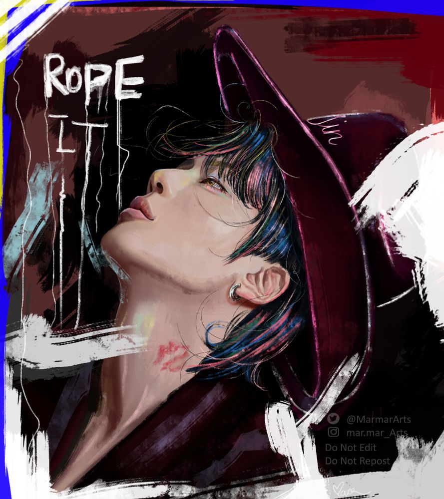 Painting inspired by Rope It by Jin of BTS. His performance of this song during his world tour Runseokjin.ep was one of the most iconic highlights. 