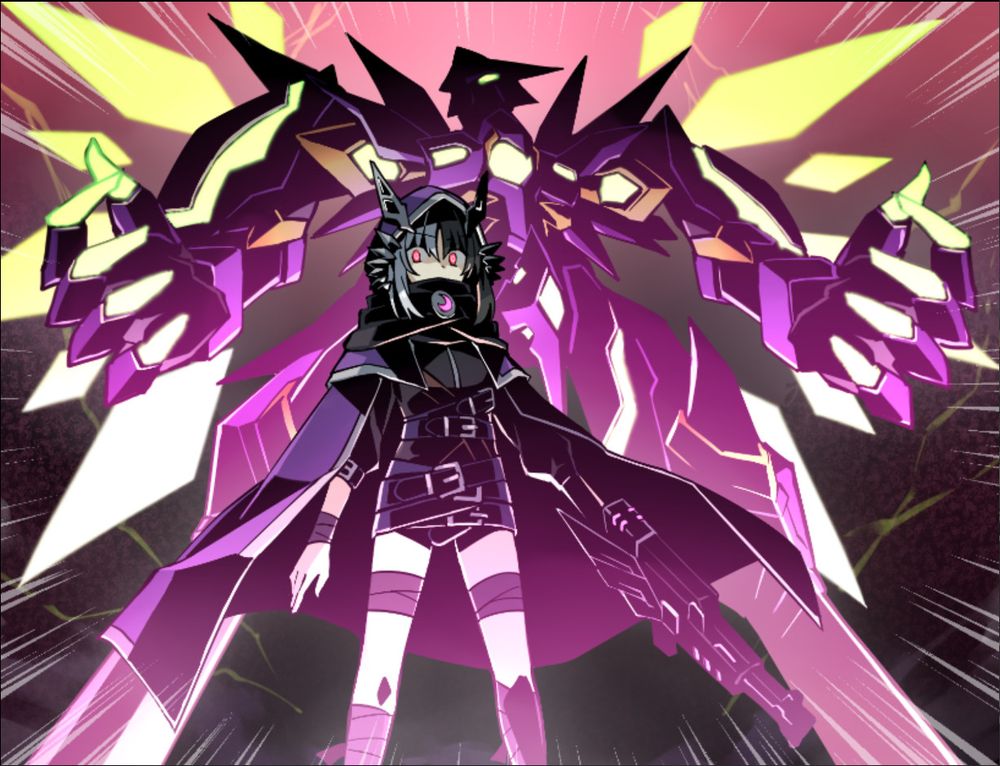The protagonist summons a super robot to save her two moms.