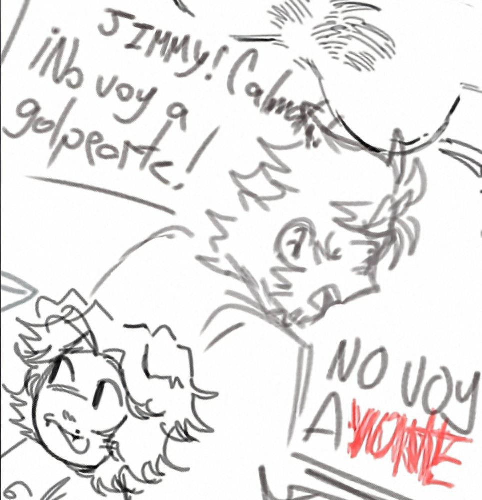 "Jimmy calm down I'm not going to hit you again!"
" I'm not going to- ɹɐd̶͚͇̄͐̋͛͒̆̈̚ǝ you!"