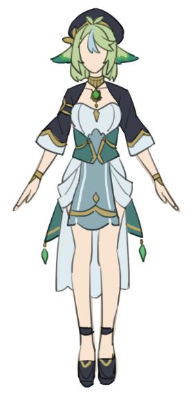 old design (heavily referencing lisa's akademiya skin and tighnari's hair lol)