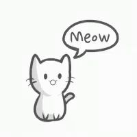 a cartoon cat with a speech bubble that says meow .