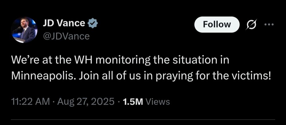JD Vance calling people to pray for the victims in Minneapolis 