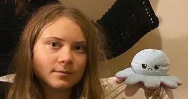 Greta Thunberg mit Tintenfisch