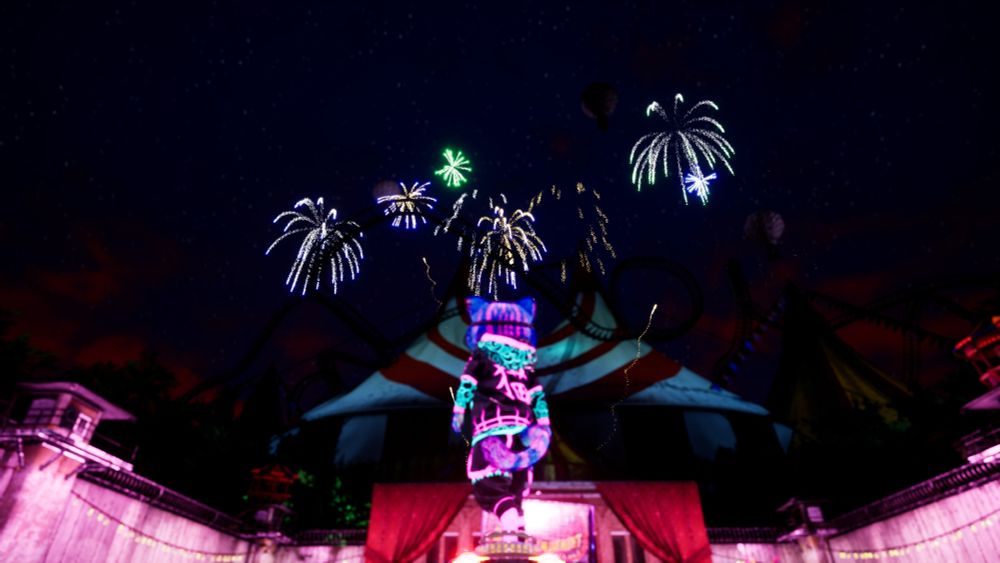 Gori admires the fireworks.