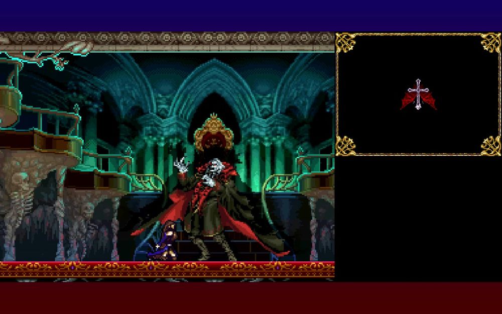 Shanoa falls to her knees after using the Dominus on Dracula.