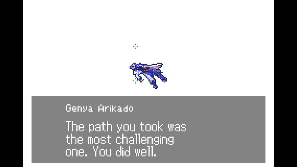 Soma floats in a white void, as he hears the words of Genya Arikado say: The path you took was the most challenging one. You did well.