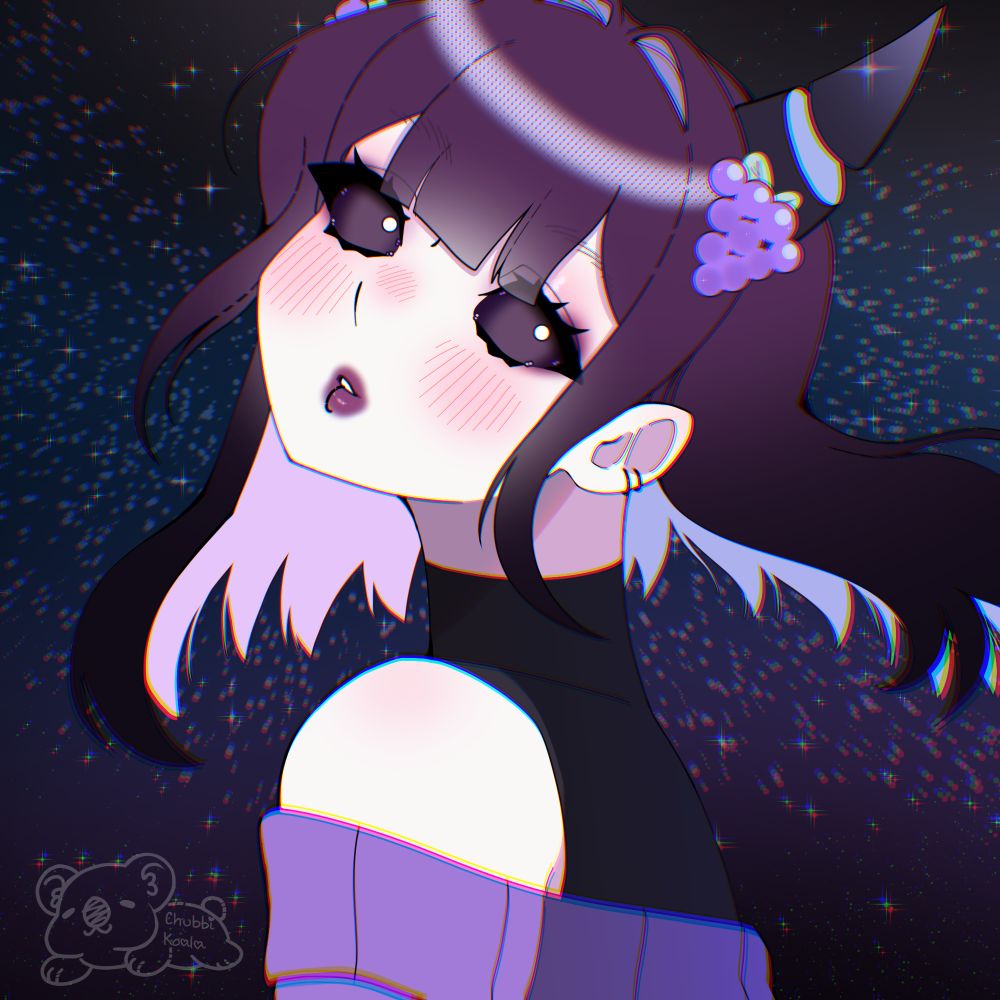 Doodle of my OC Pluto in space looking over her shoulder. Design by sthyroses