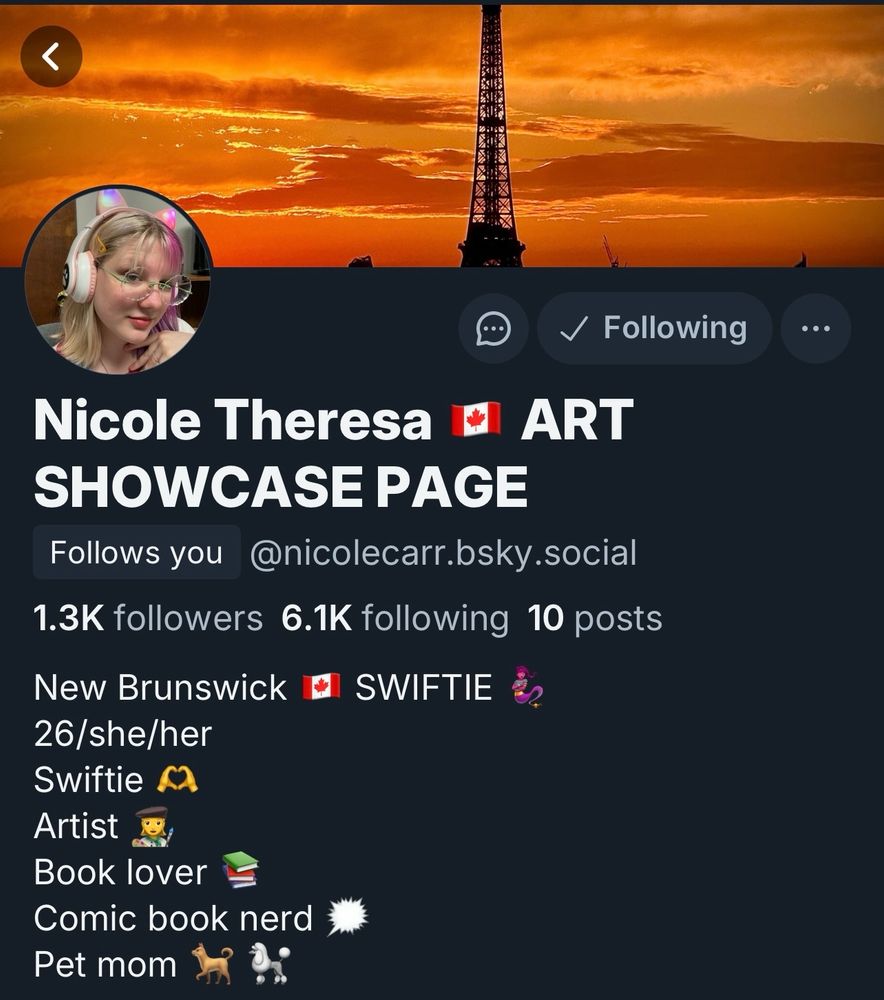 Screenshot of account profile @ nicolecarr that might be a bot/fake account, as it matches another account @  theresa1121 that is also fake. 