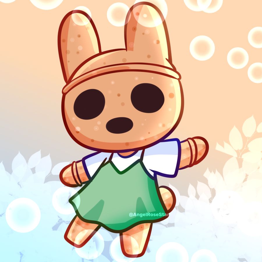 Coco is a bunny! With white shirt and green dress on top! 