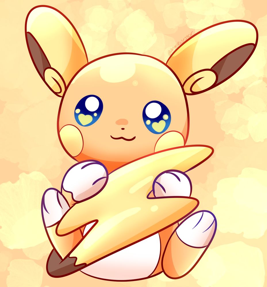 Alolan Raichu hugging their tail! 