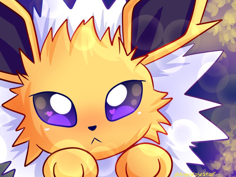 A close up frame of Jolteon from pokemon.