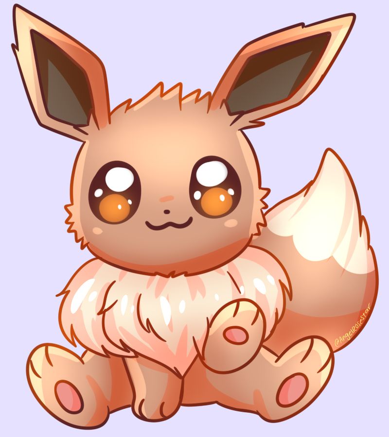 Fluffy eevee, sitting, one paw out!