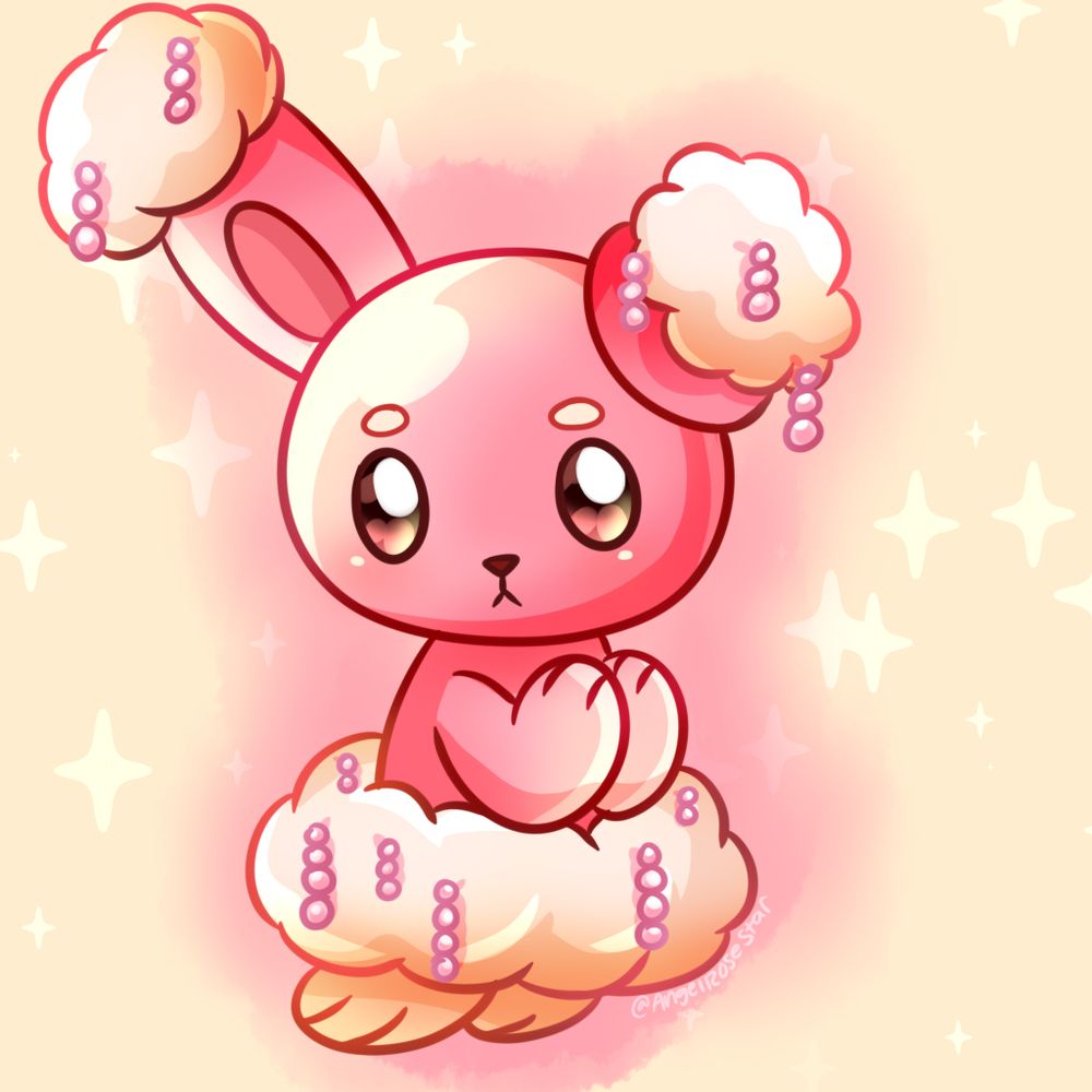 A shiny Buneary with pearl droplets around her fur! 