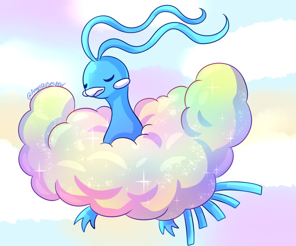A cloud bird with colorful fluff!