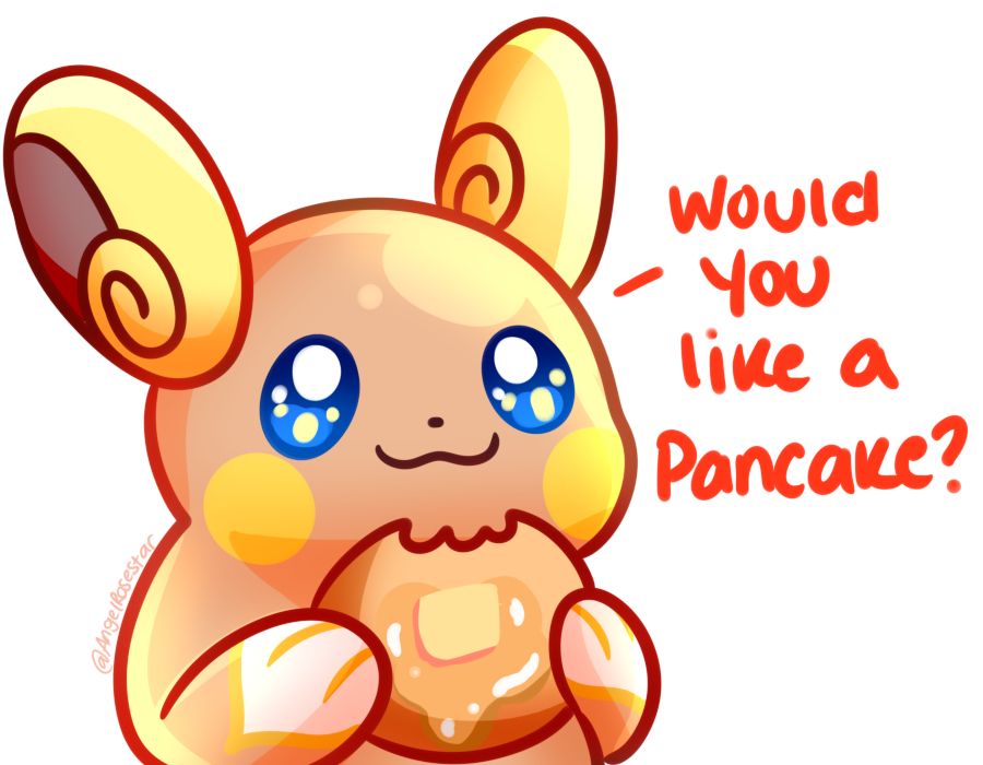 Alolan Raichi is eating a pancake and asking you if you want the pancake. 