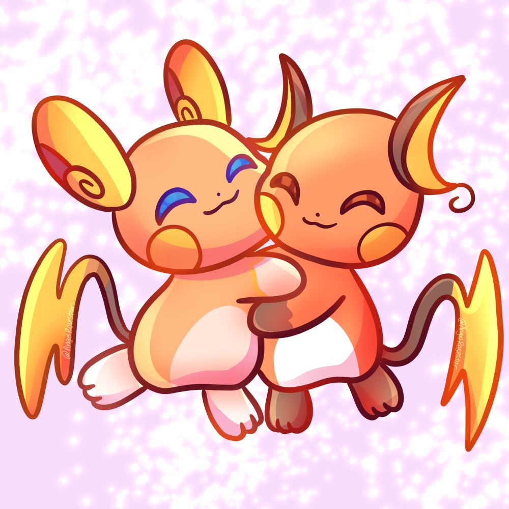 Two raichus hugging each other! 