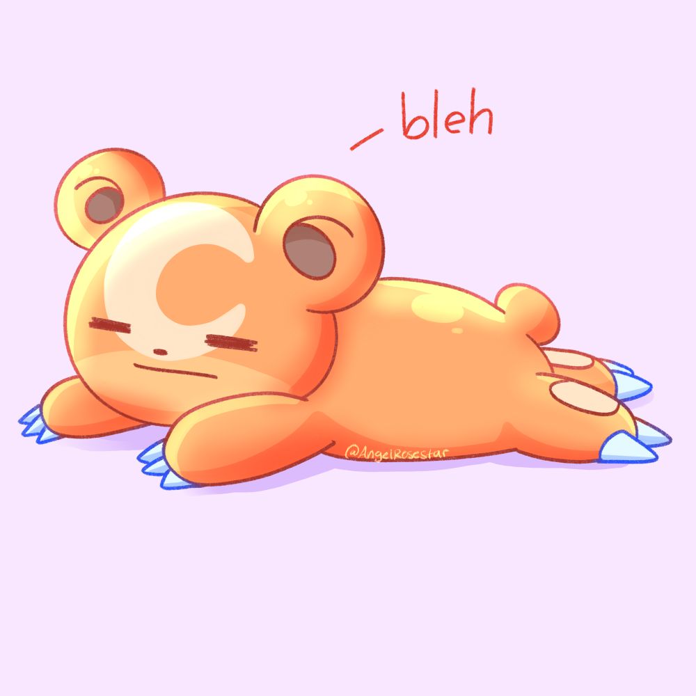 Teddiursa on their tummy, feeling bleh.