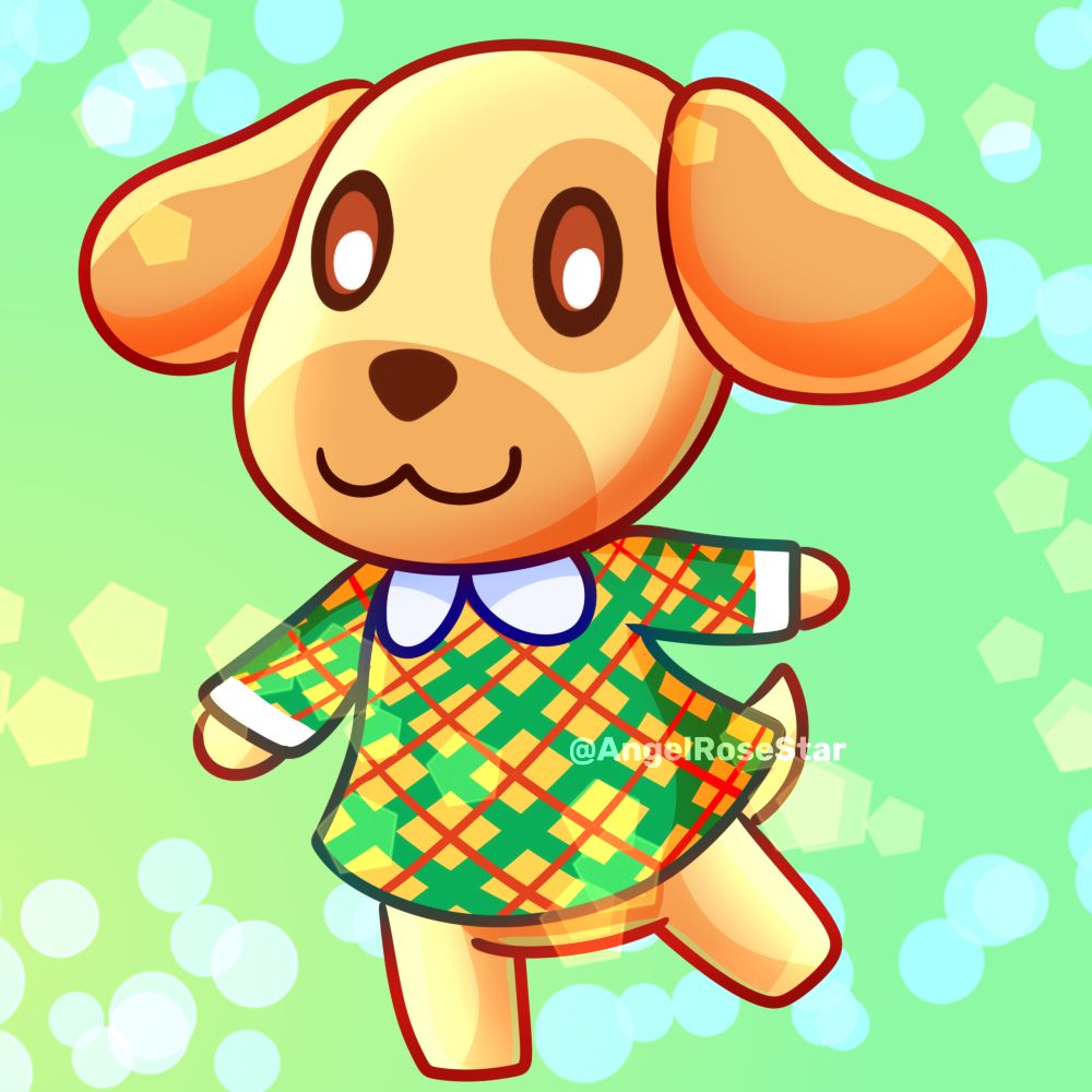 Glodie is a golden dog! Wearing a green and yellow plaid dress! 