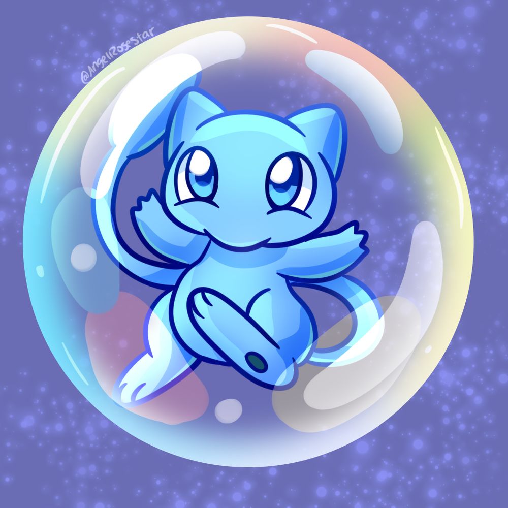 A shiny mew inside a colorful bubble! 