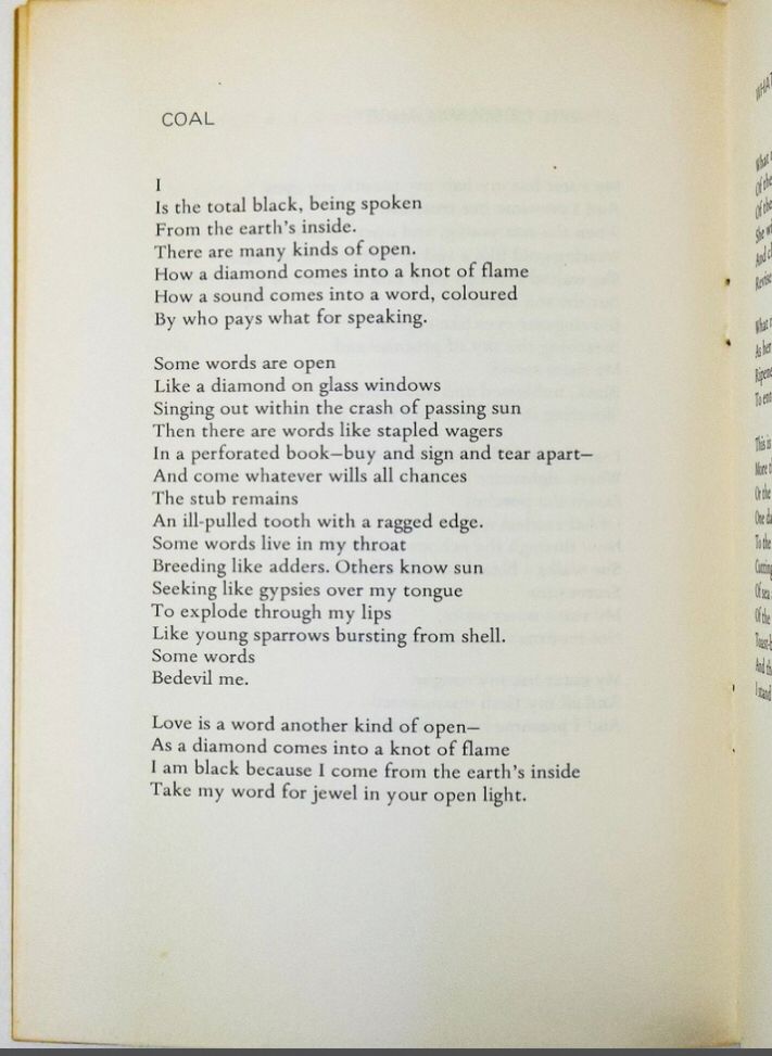 The poem “Coal”, which Lorde says in an interview came to her while riding on the packed subway, pressing through the tubes of human energy pulsing underground beneath Manhattan