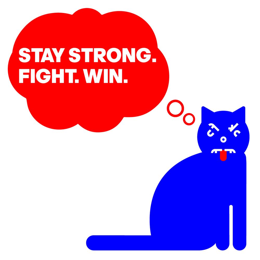 AN ANGRY CAT THINKS: "STAY STRONG. FIGHT. WIN."
