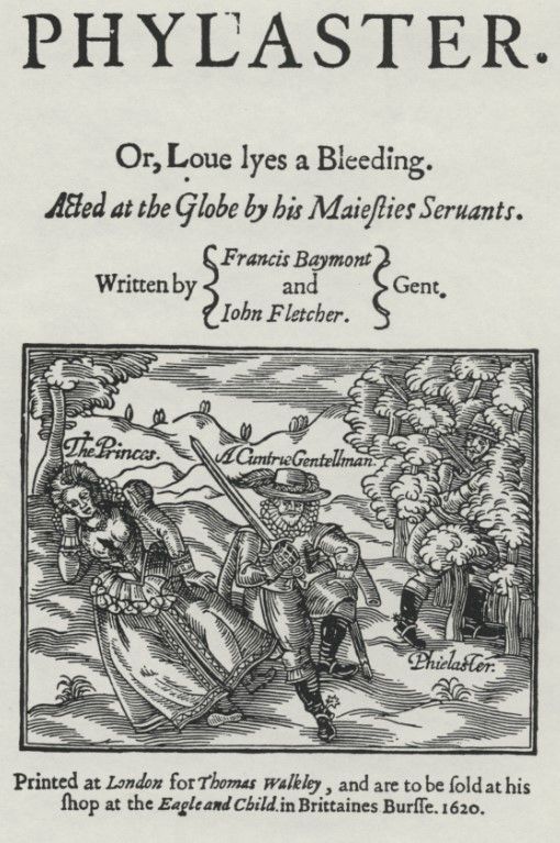 Title page of the play Philaster