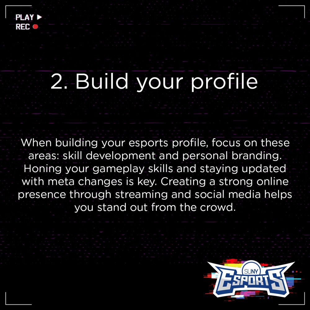 2. Build your profile
When building your esports profile, focus on these areas: skill development and personal branding. Honing your gameplay skills and staying updated with meta changes is key. Creating a strong online presence through streaming and social media helps you stand out from the crowd.