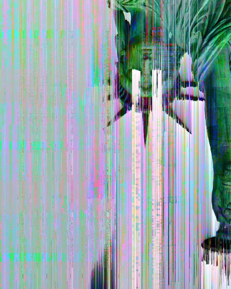 The Statue of Liberty corrupted to shreds