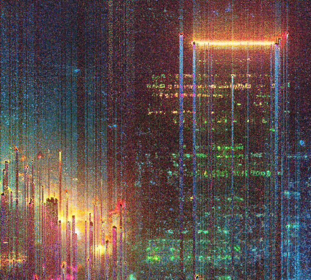 Close-up detail from “dystopika 001,” glitch art by Rob Sheridan