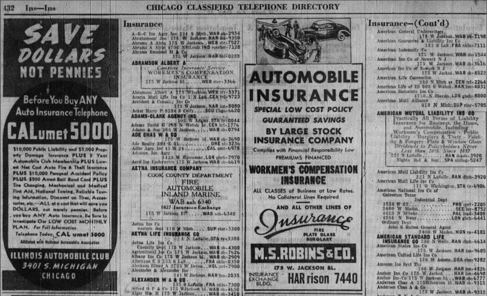 Page from the Chicago classified telephone directory