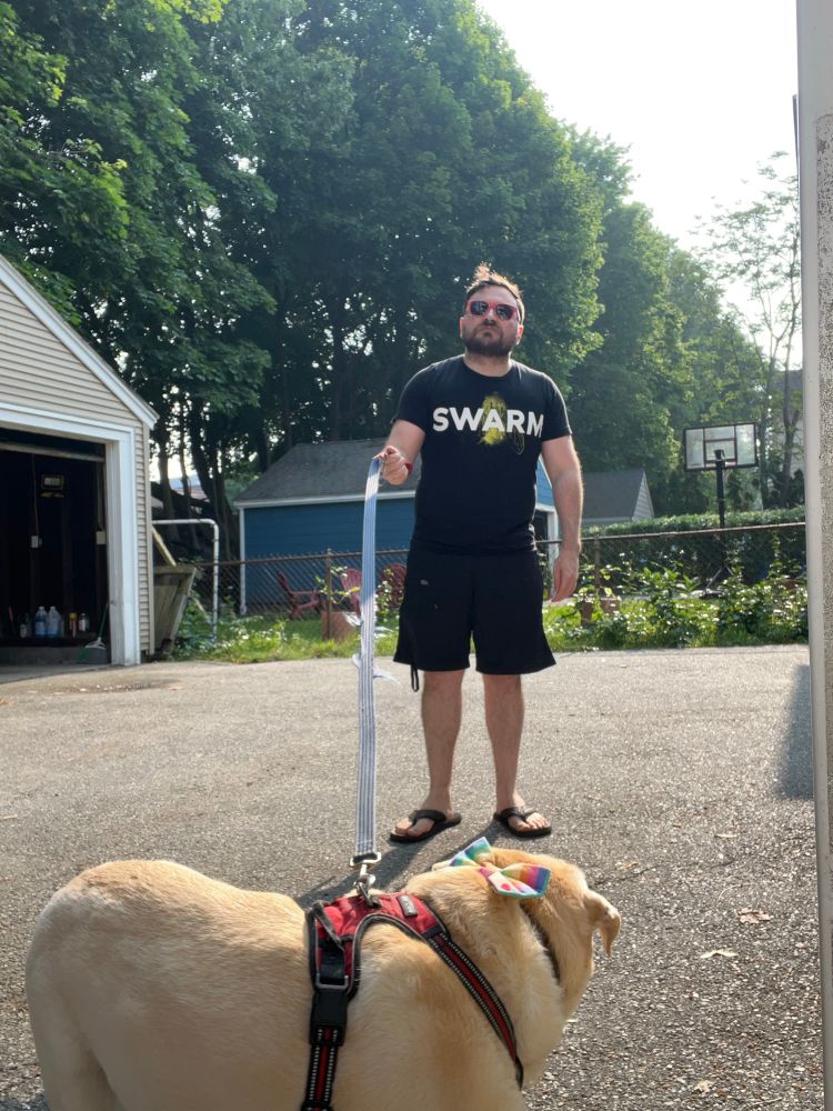 Me walking a dog I do not own but dog sit frequently 
