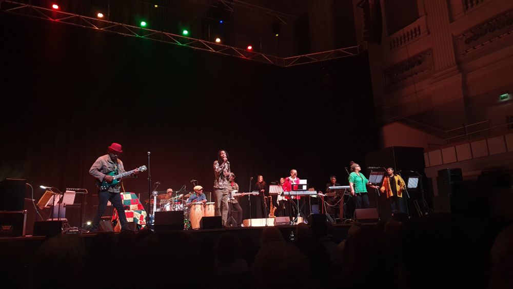 Gabbidon Band on stage at Birmingham Town Hall.