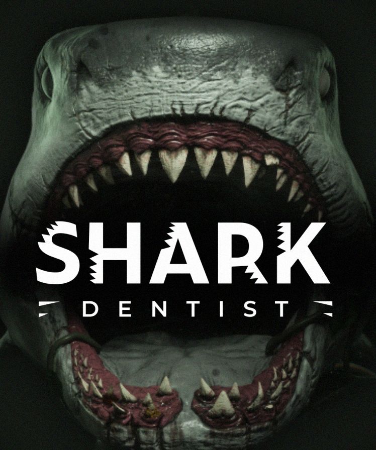 Picture showing a shark's open mouth with the words Shark Dentist promoting the game of the same name.
