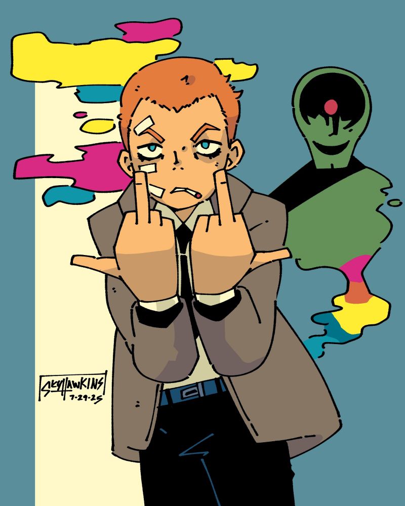 Absolute martian manhunter fanart of John Jones flipping you off 🖕🖕