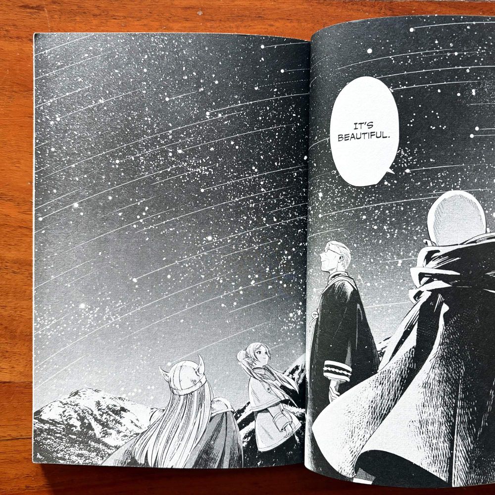 Interior spread from ”Frieren: Beyond Journey’s End — Vol 1”. Story by Kanehito Yamada, art by Tsukasa Abe.