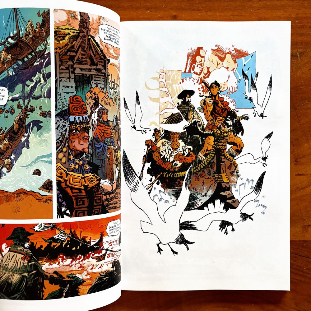 Interior spread from “First Knife” — written by Simon Roy & Daniel Bensen, drawn by Artyom Trakhanov, colored by Jason Wordie, letters by Hassan Otsmane-Elhaou, published by Image Comics 